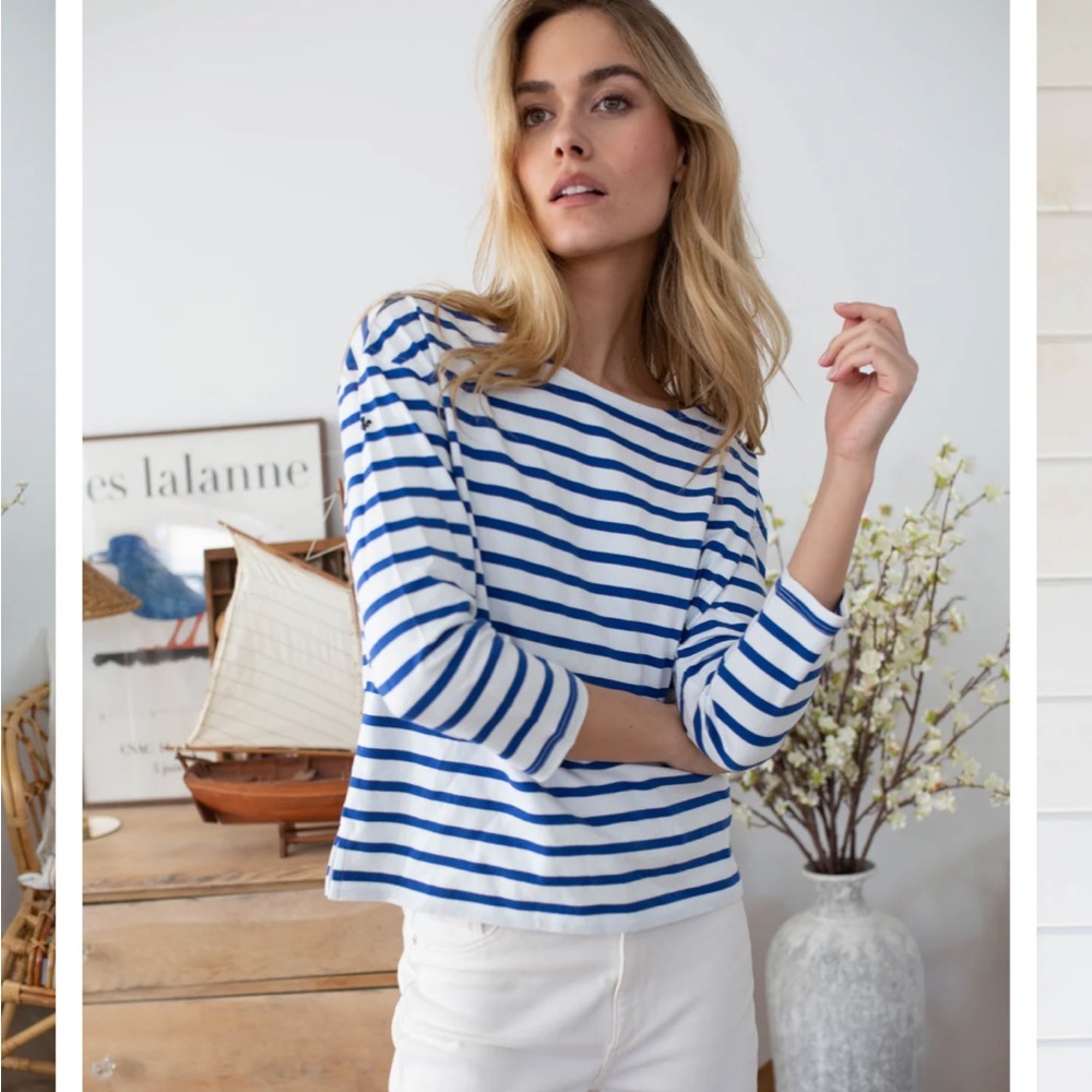 Marea by Liz Joy Long Sleeve Mariner Top Tidal Blue Small